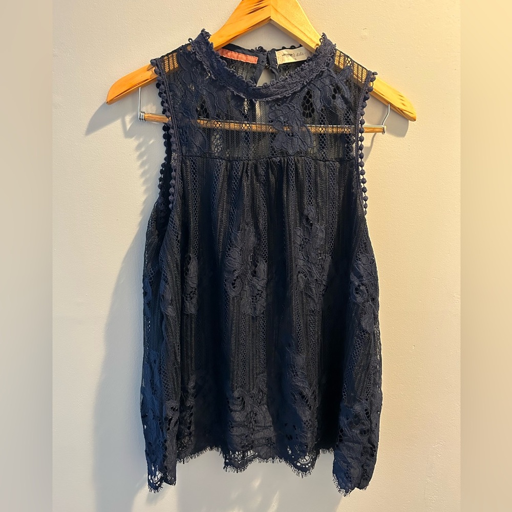 Women’s blue lace top/sleeveless tank style) from Altar’d State, size Small
